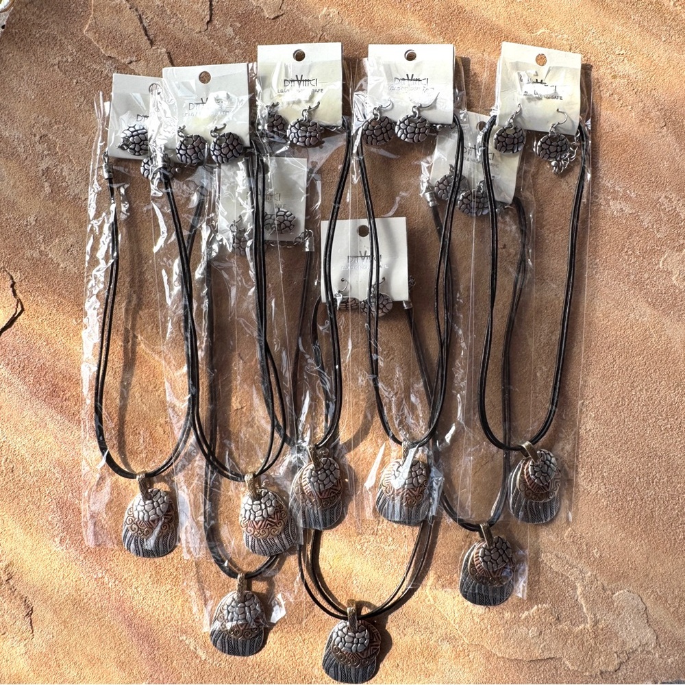 Vtg Wholesale Lot – 8 Matching Necklace & Earring Sets | Mixed Metal Boho Style
